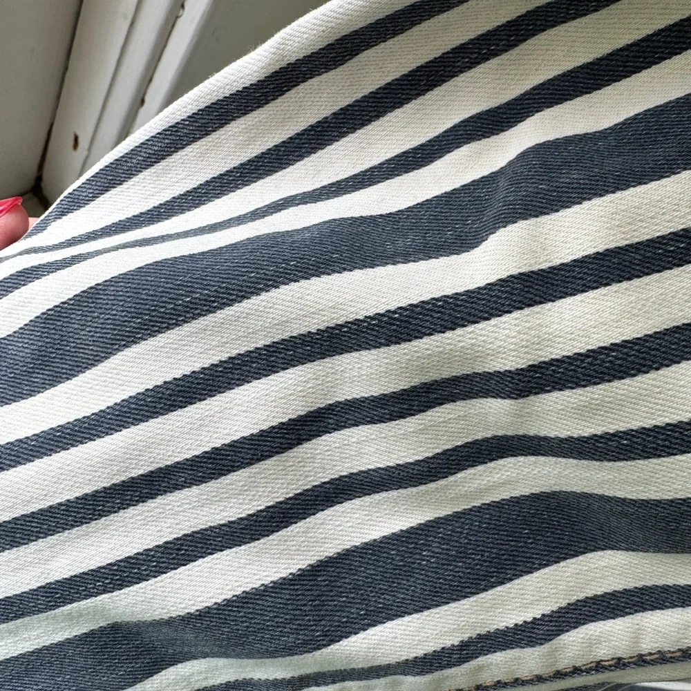 Free People Black and White Striped Ankle Jeans